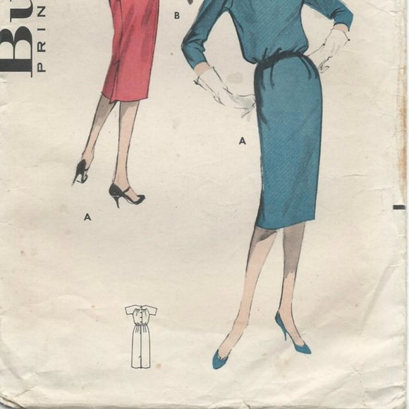 Vintage 60s Dress Pattern, Roll Collar Sheath Dress, Butterick 8699, 34" Bust - Picture 6 of 8
